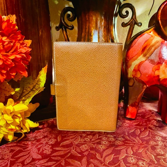 Hermes Tan Agenda Organizer Notebook Cover Schedule Planner Wallet - Picture 1 of 13